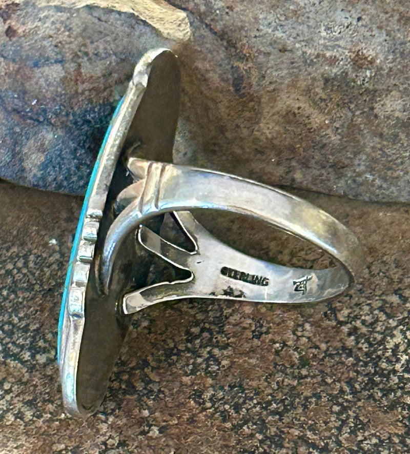 Sterling Silver Vintage Turquoise Ring Size 9 1/2 (Hallmarked)