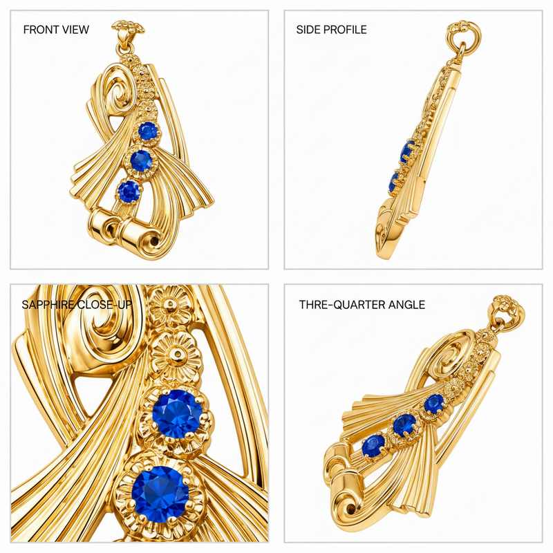 10K Vintage pendant with sapphire