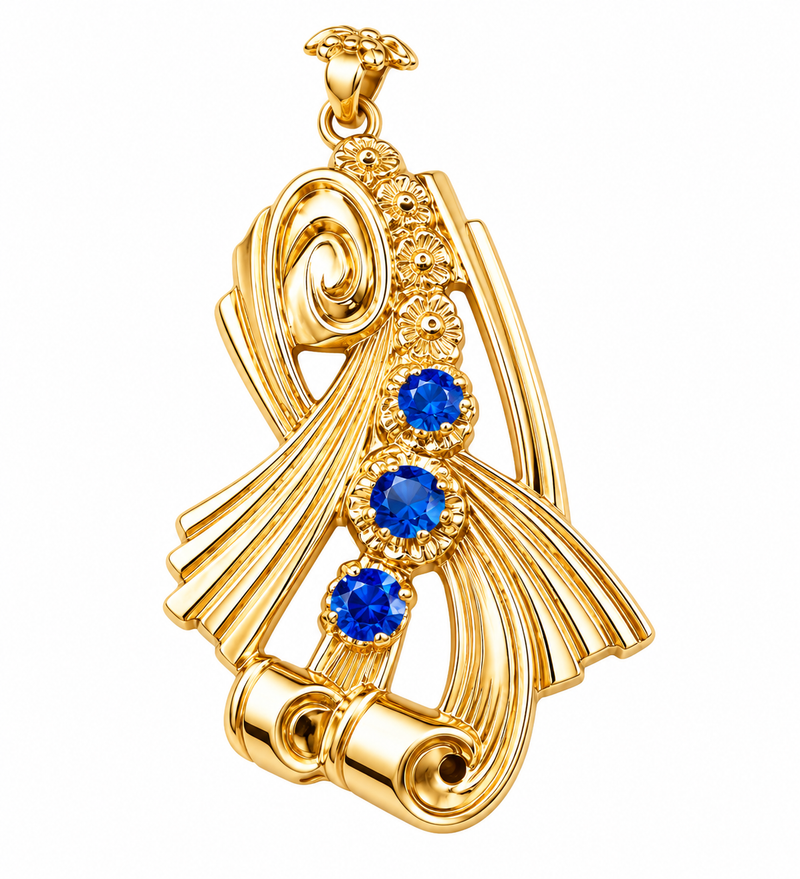 10K Vintage pendant with sapphire