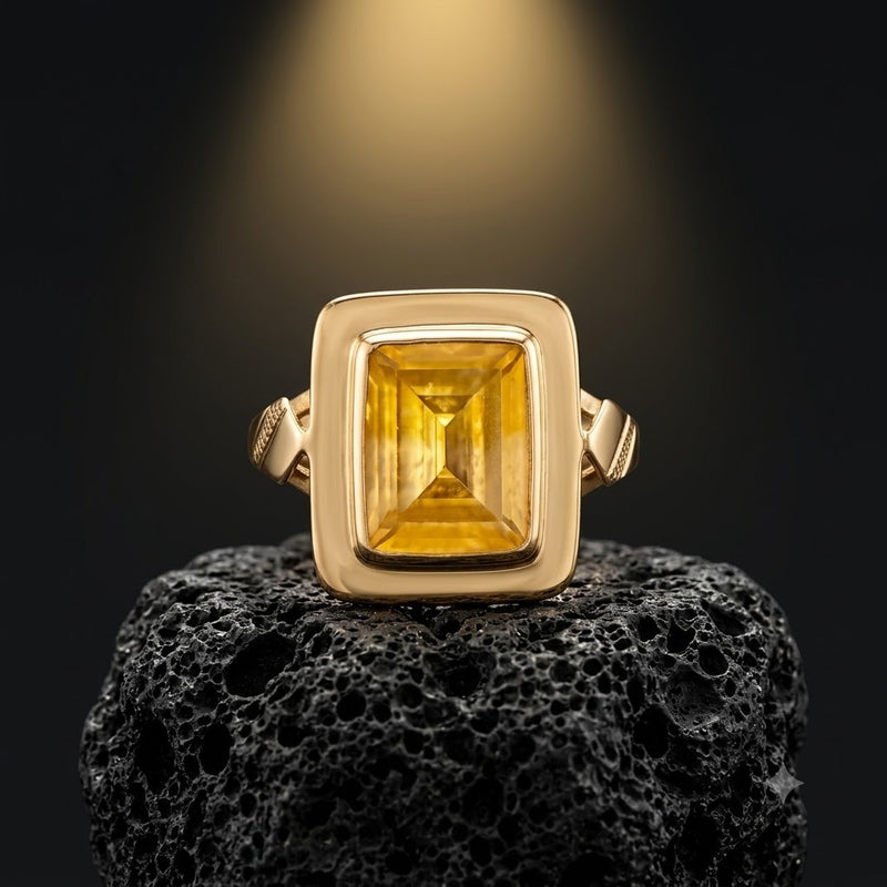 14K Yellow Gold Vintage Citrine Ring – Size 7
