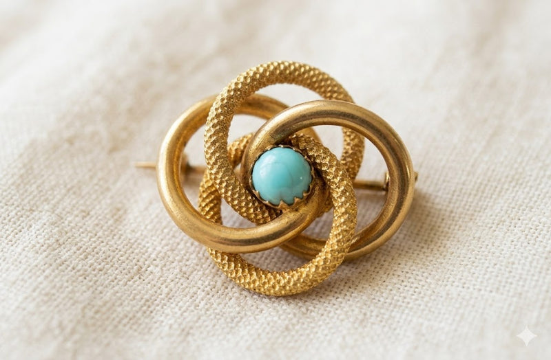 Victorian Gold Filled Turquoise Brooch – Made in England