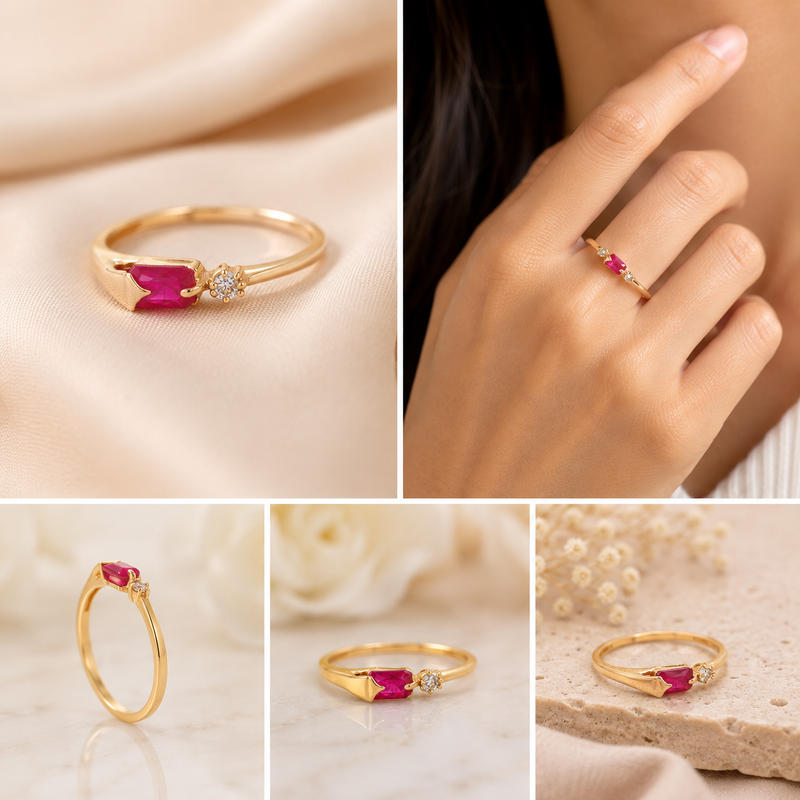 Ruby Radiance Ring – 14K Yellow Gold