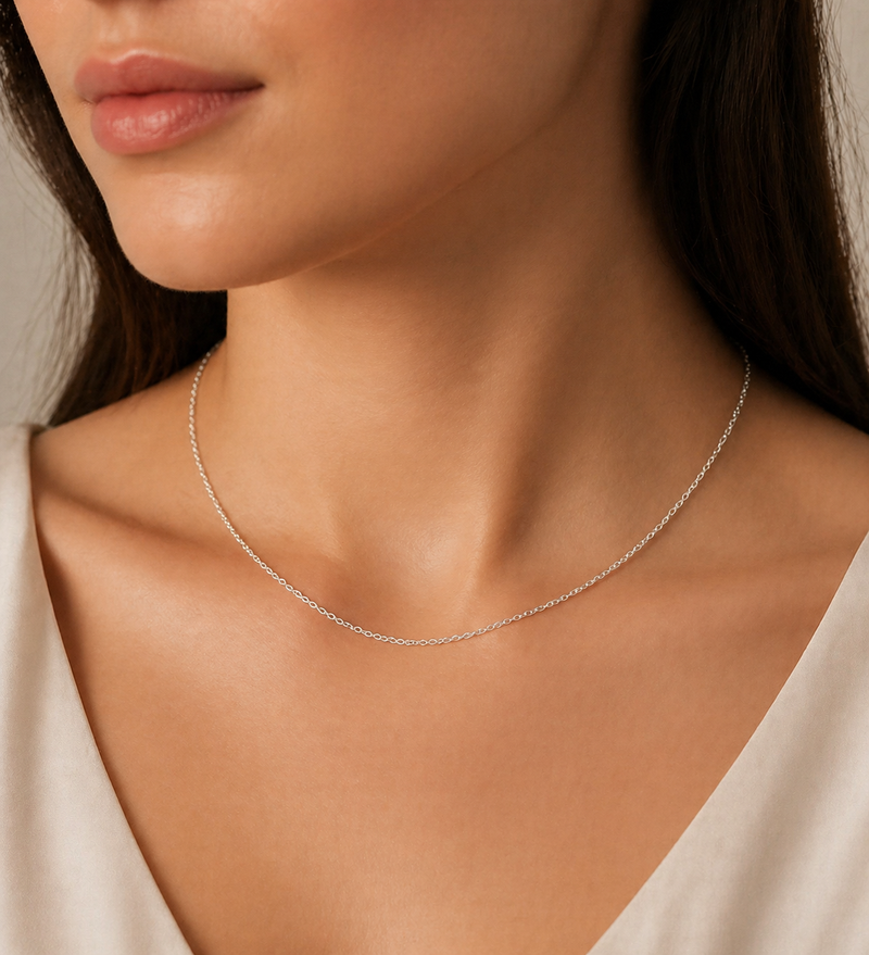 Sterling Silver Cable Chain 0.5mm, Made in Italy