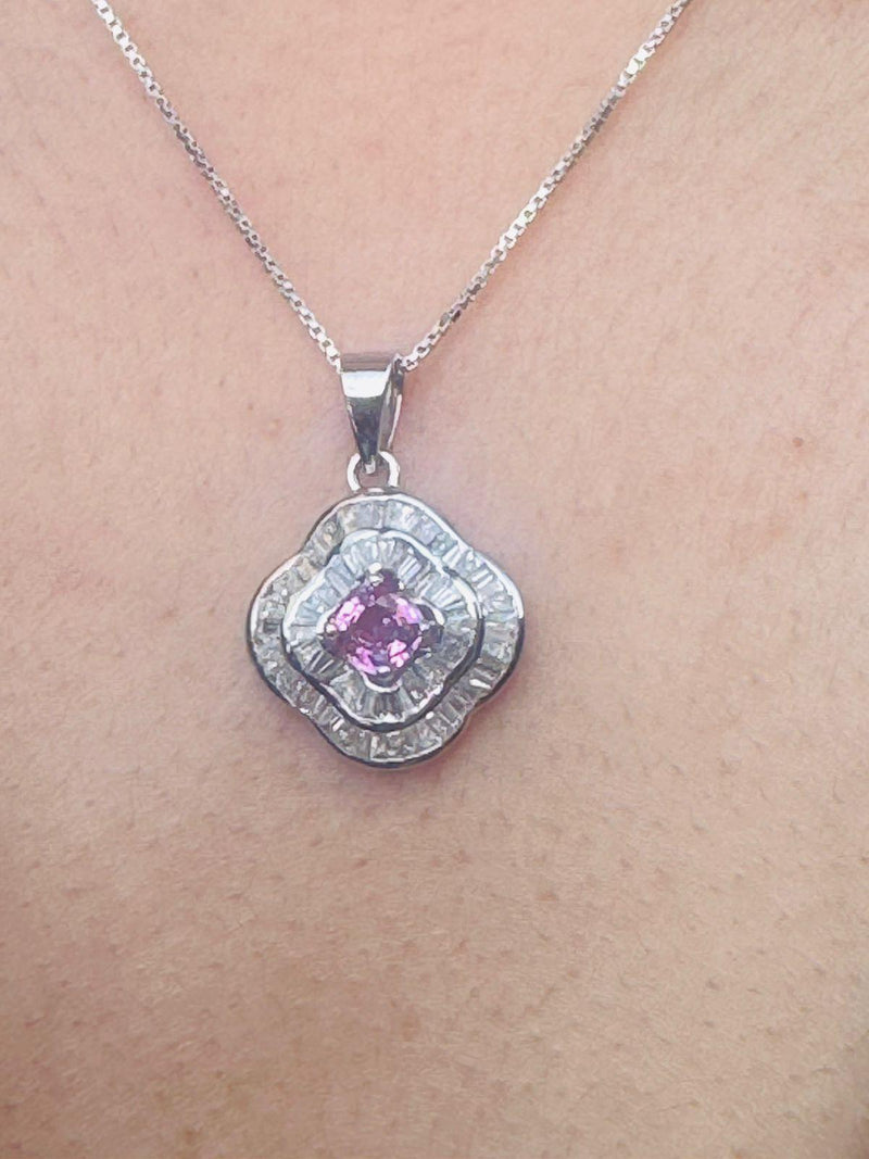 Pink Sapphire Radiance Pendant – 18K White Gold