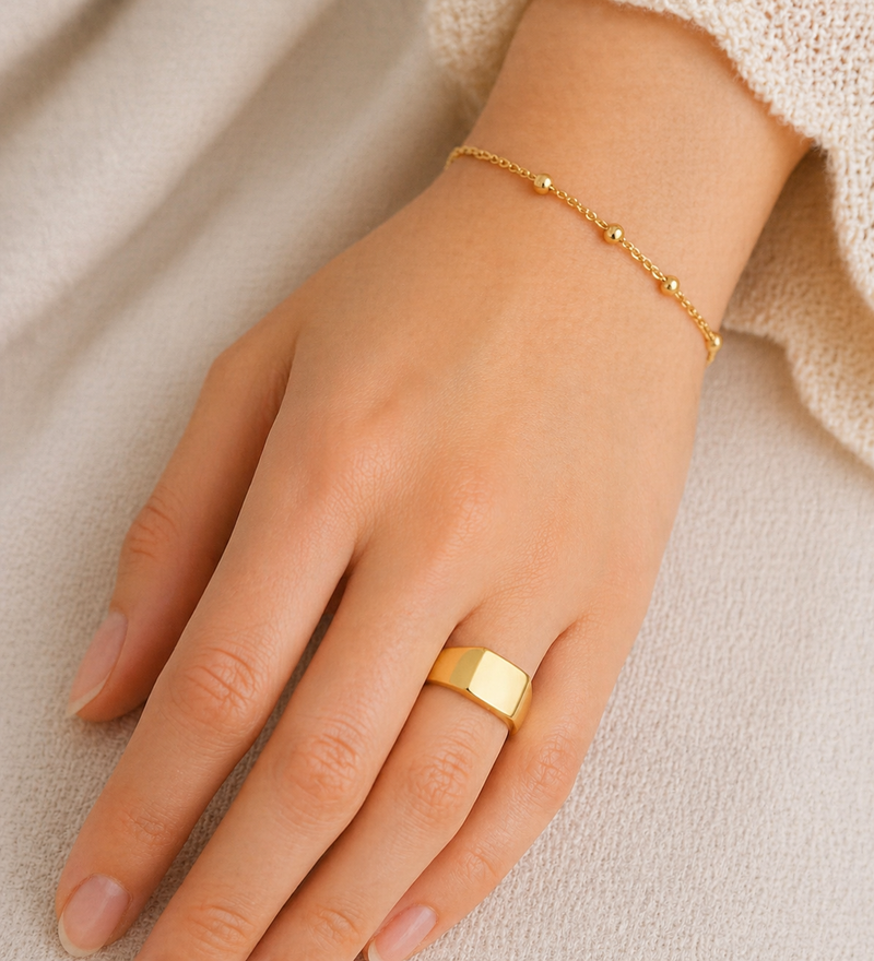 Sterling Silver Engravable Ring, Plated with 1 Micron 18K Yellow Gold