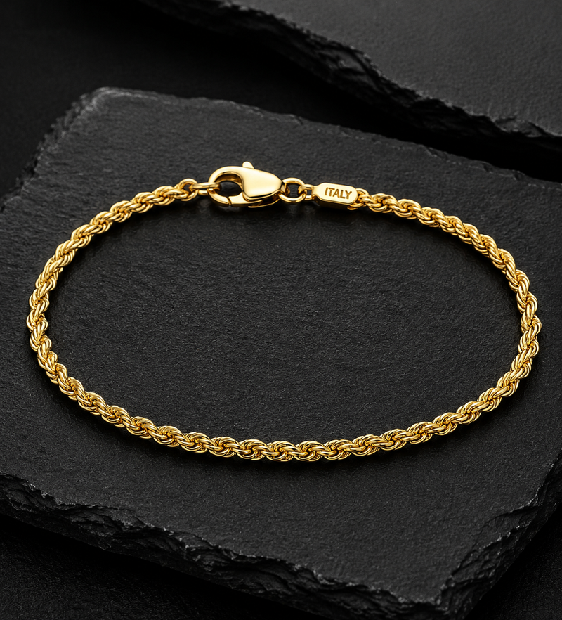 Italian 18K Gold Plated Sterling Silver Rope Bracelet