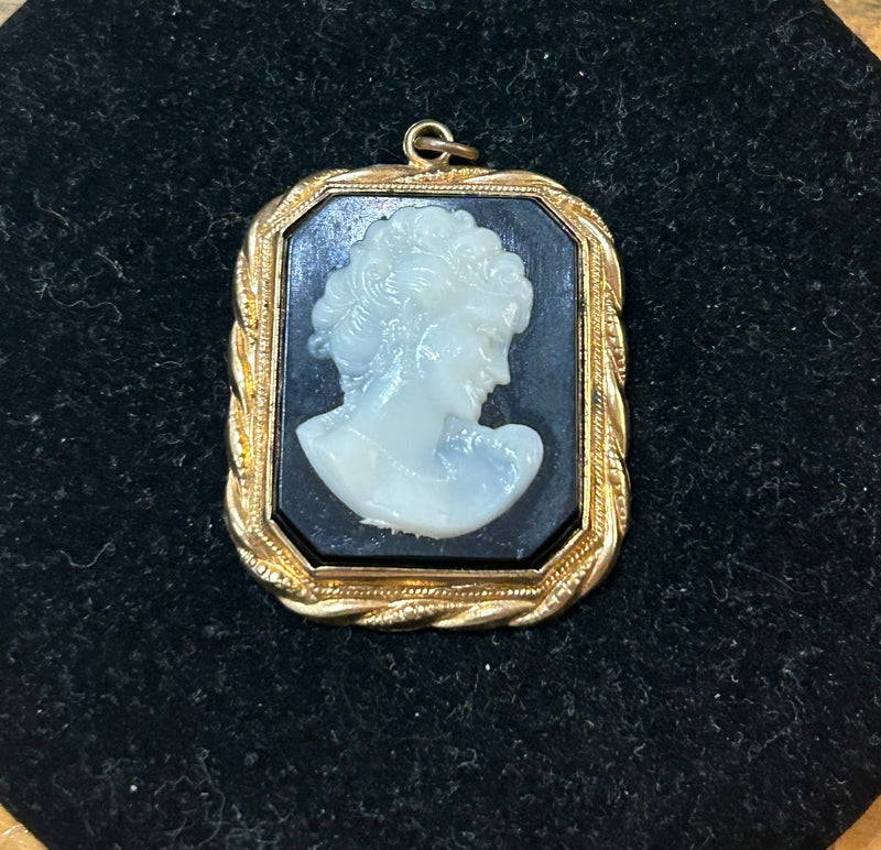 Victorian Gold filled Cameo Pendant 1 x 1 1/4