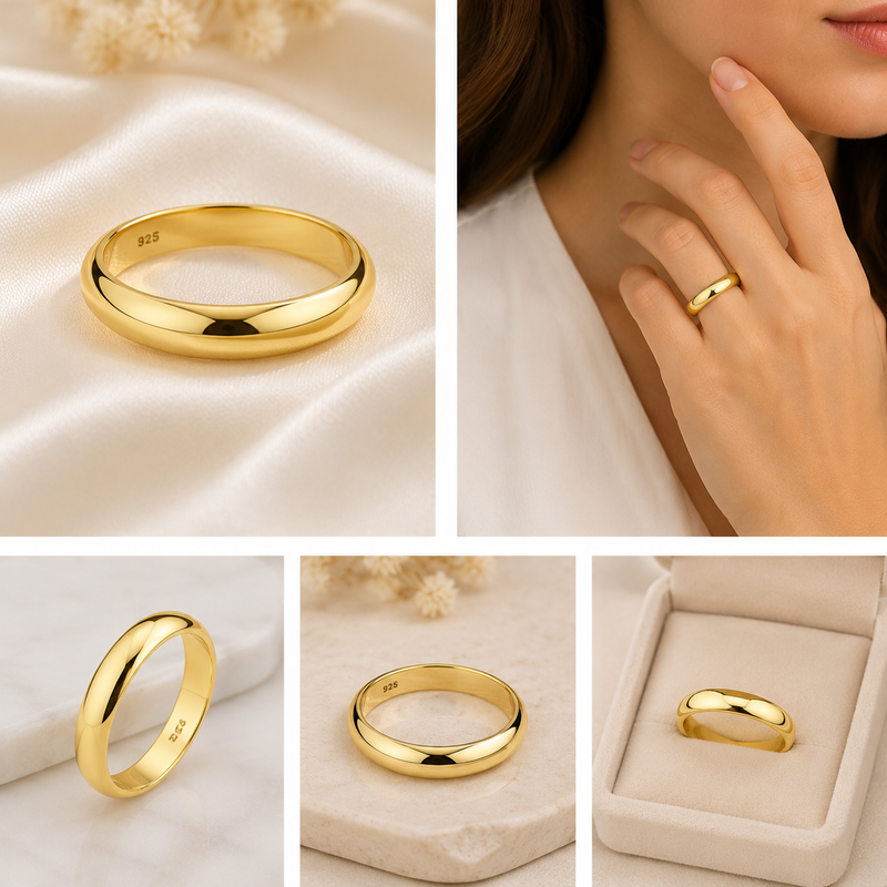 14K Gold Plated Sterling Silver Band Ring