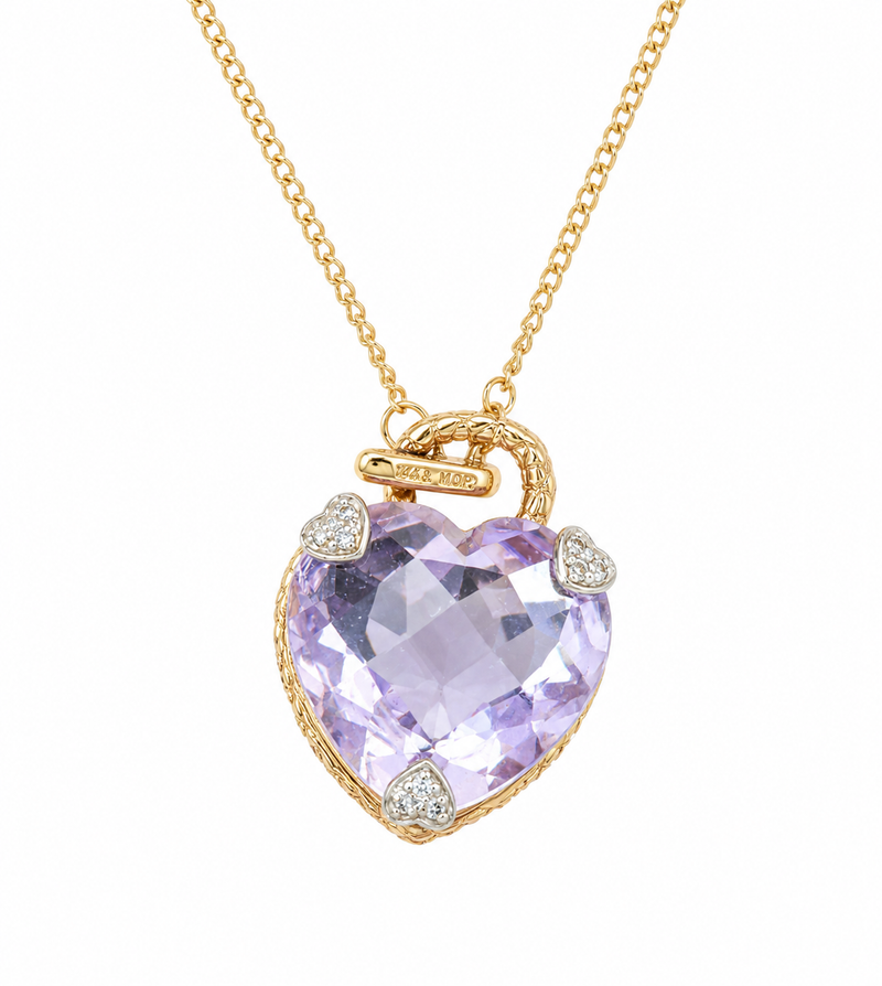 14K Amethyst heart pendant