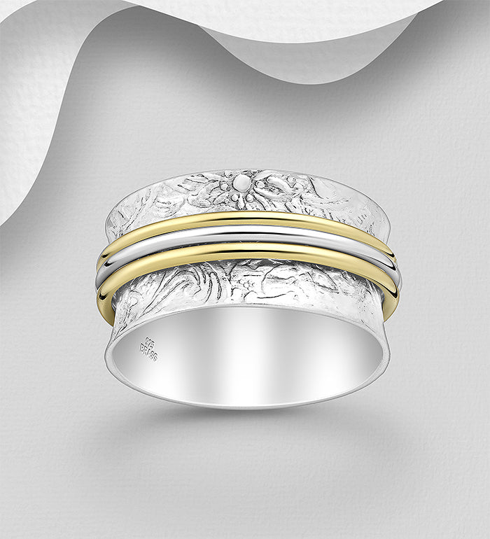 Sterling Silver and Brass Spin Ring
