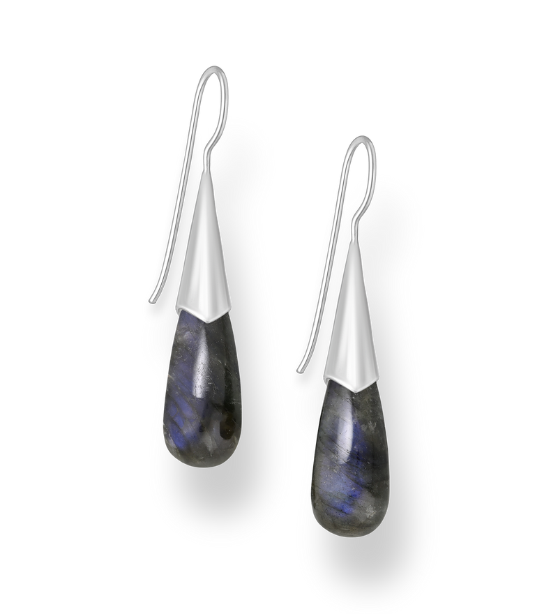 Sterling Silver Hook Earrings with Various Gemstones