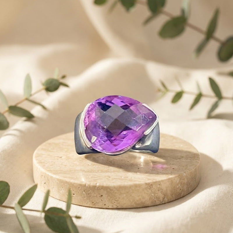 Sterling Silver Amethyst Statement Ring