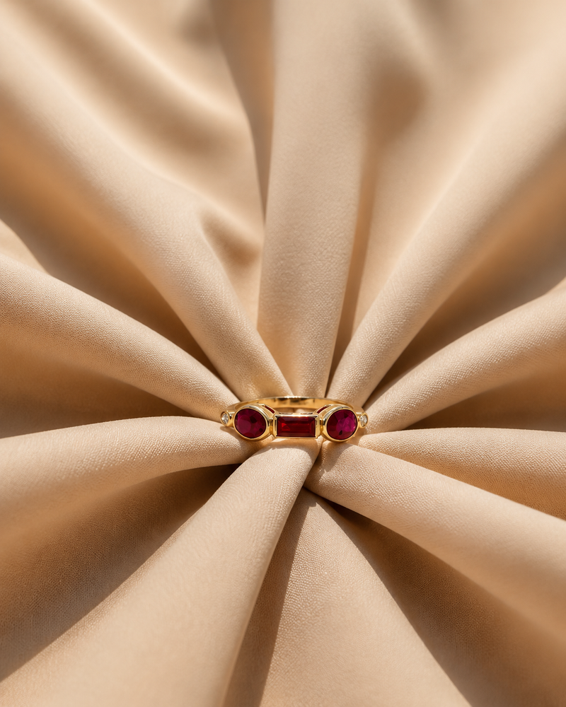 Ruby Trio Ring – 14K Yellow Gold