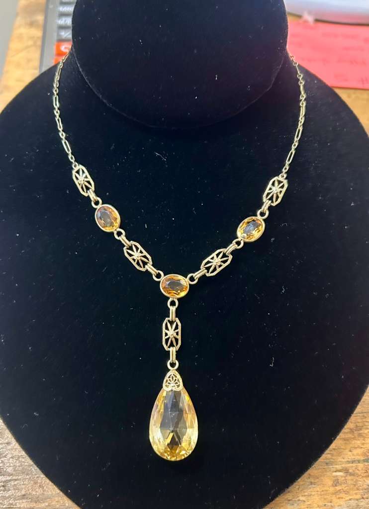14K 1920's Citrine Necklace