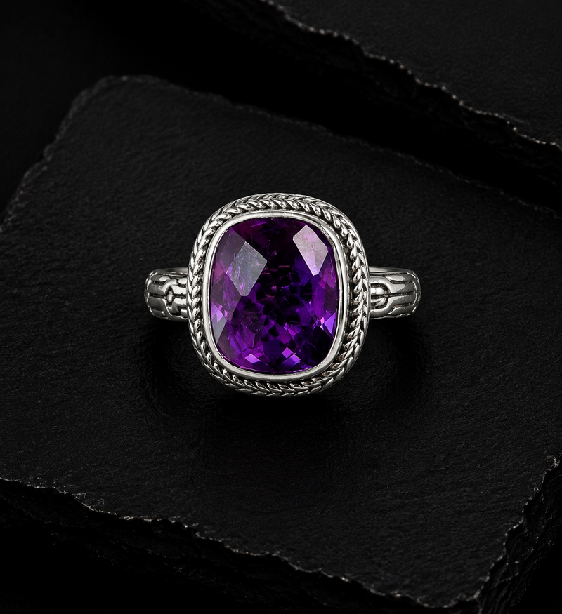 Sterling Silver Sarda Amethyst Ring – Size 7