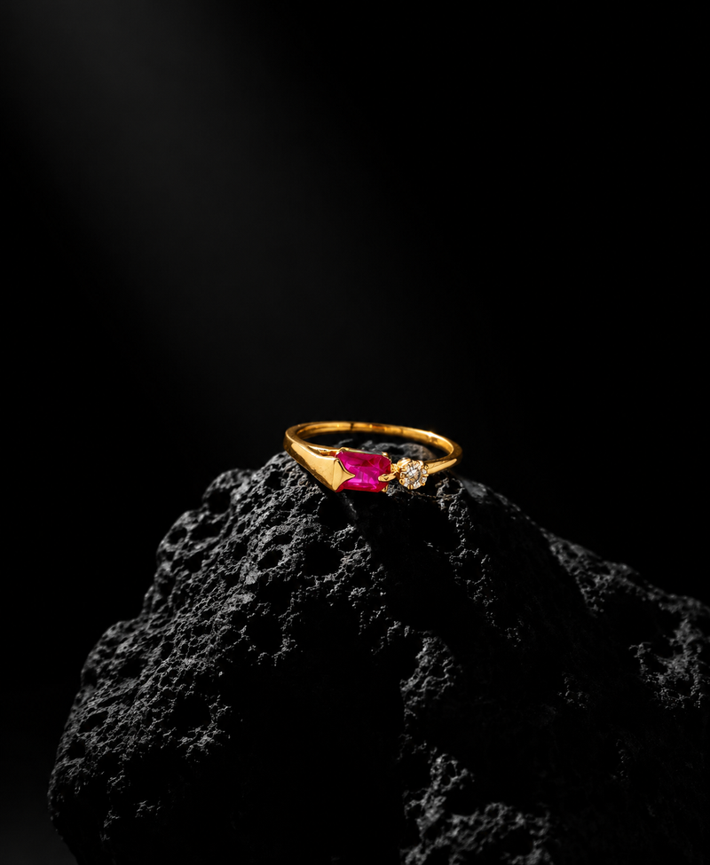 Ruby Radiance Ring – 14K Yellow Gold