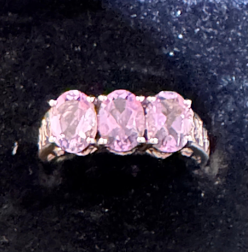 SS 3-Stone Amethyst Ring