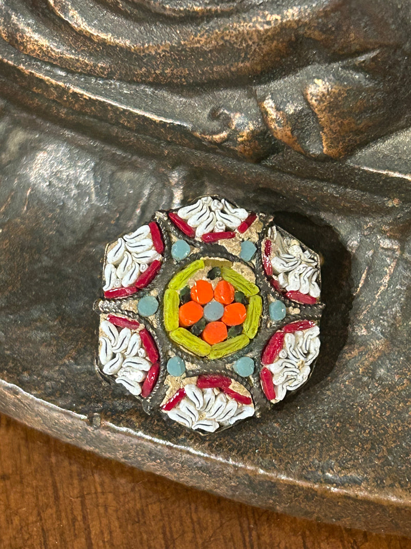 Vintage Micro mosaic pin Italy 1 Inch Dia