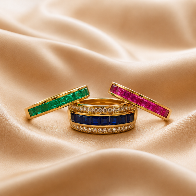 Multi Color Changeable Ring – 14K Yellow Gold