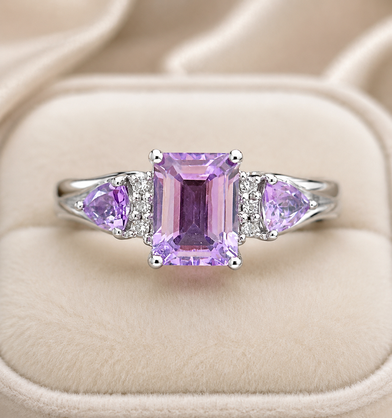 Sterling Silver Amethyst Ring – Size 6¼