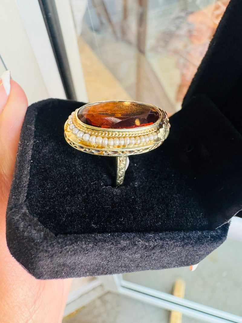 14K Mandarin Citrine Ring