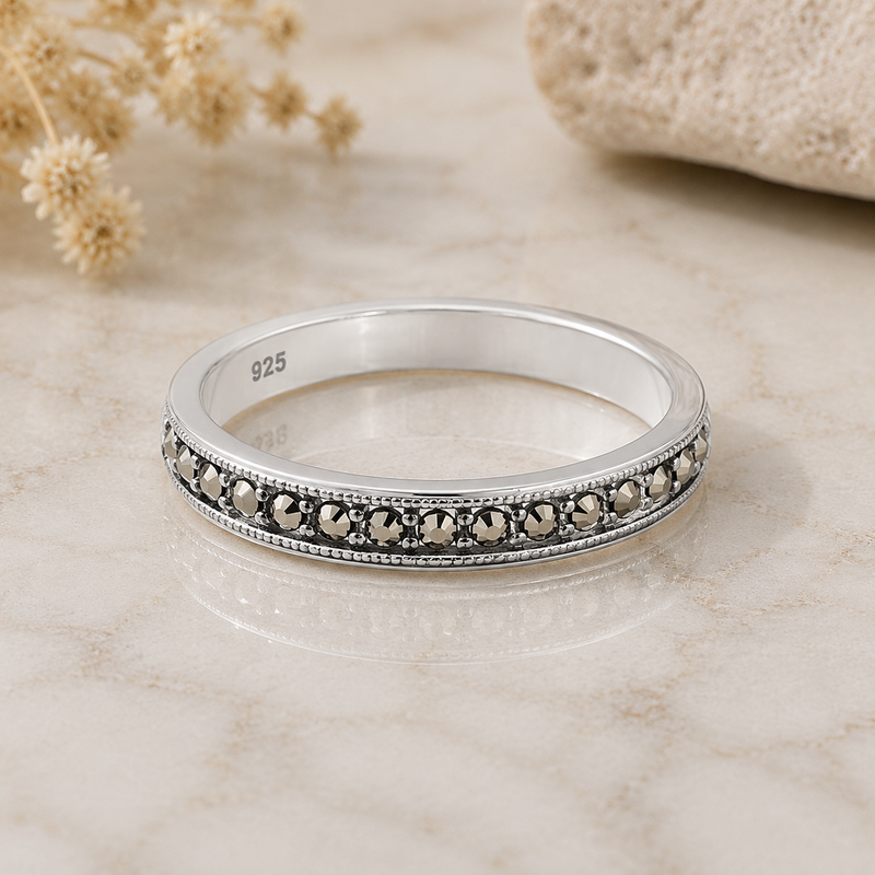 Sterling Silver Marcasite Eternity Band Ring