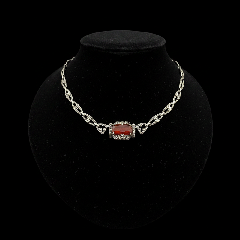 SS Carnelian deco Marc Necklace