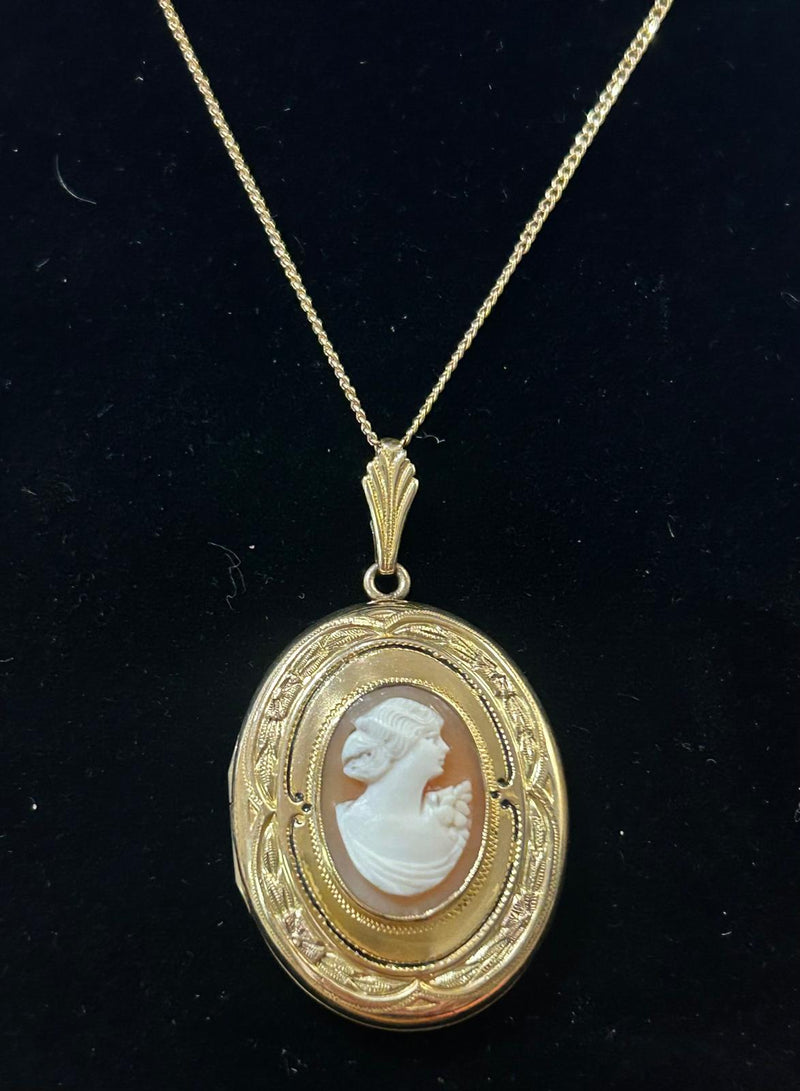 GF 1940's cameo locket neck