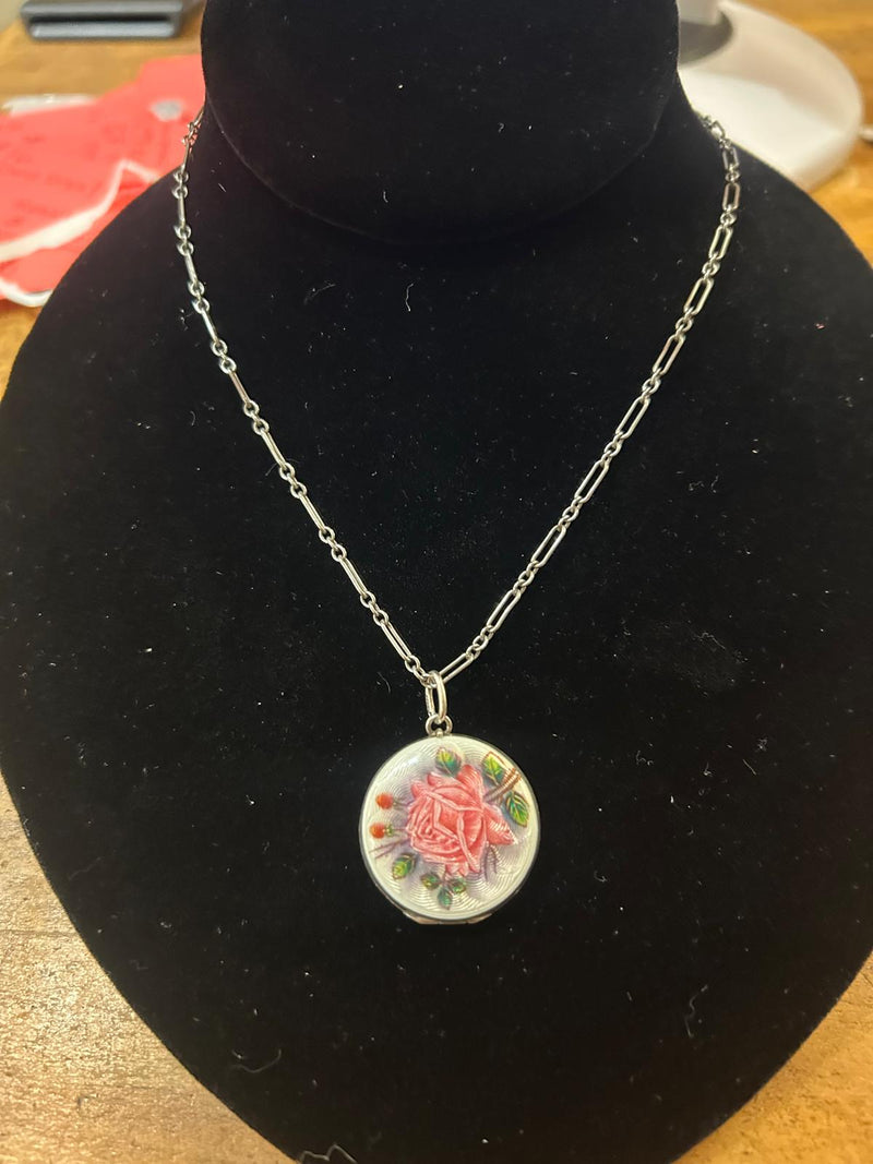 SS with Enamel and Flower Locket