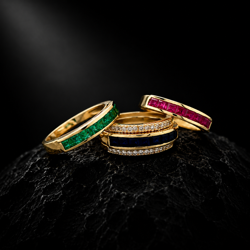 Multi Color Changeable Ring – 14K Yellow Gold