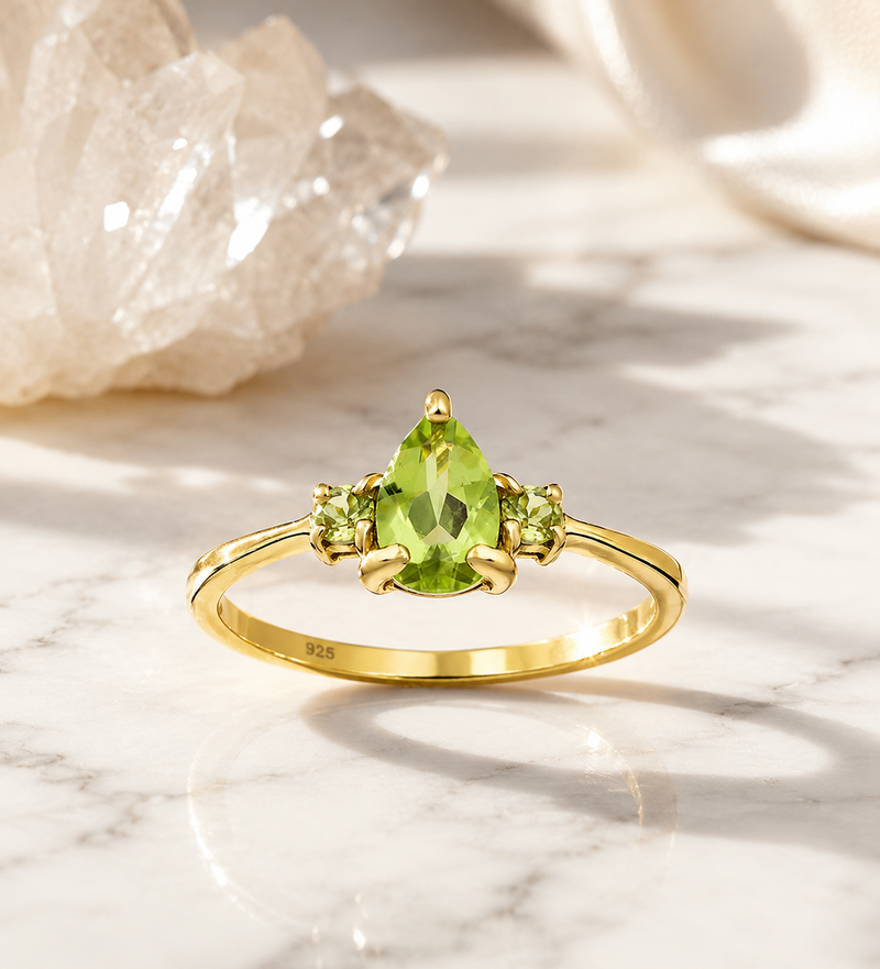 18K Gold Plated Sterling Silver Peridot Ring