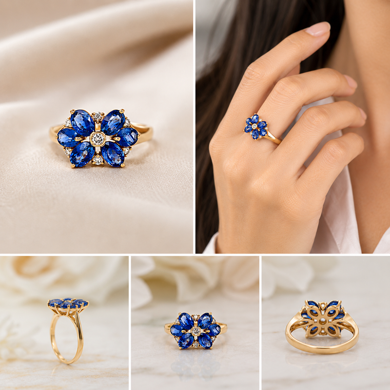 Sapphire Bloom Ring – 18K Gold