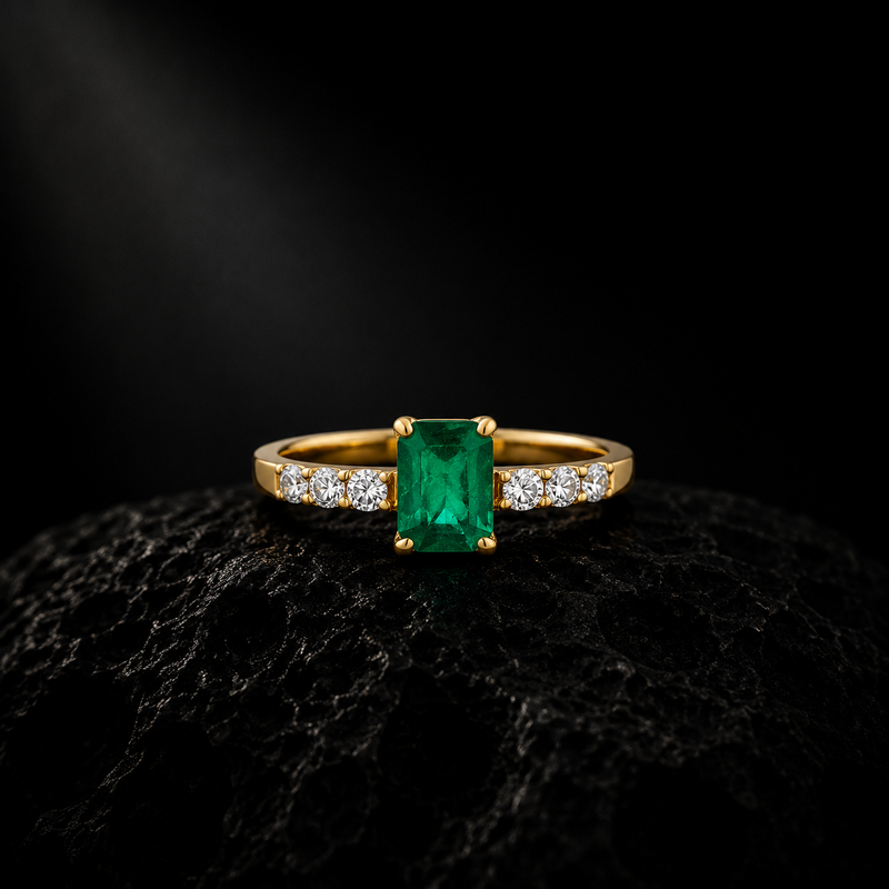 Emerald Classic Ring – 18K Yellow Gold