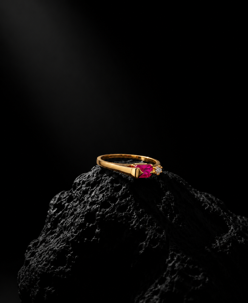 Ruby Radiance Ring – 14K Yellow Gold
