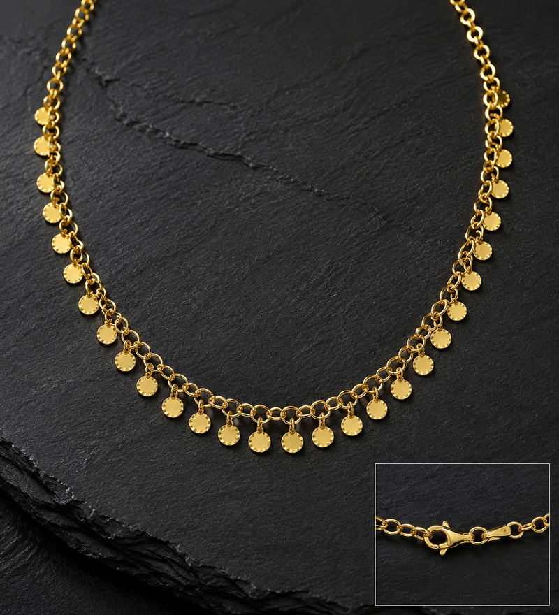 Italian 18K Gold-Plated Sterling Silver Disc Charm Necklace (9mm Wide)