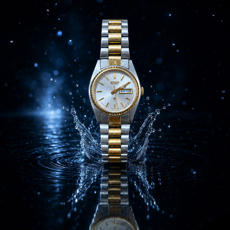 Vintage Seiko Stainless Steel Quartz Watch – Classic Day Date Design