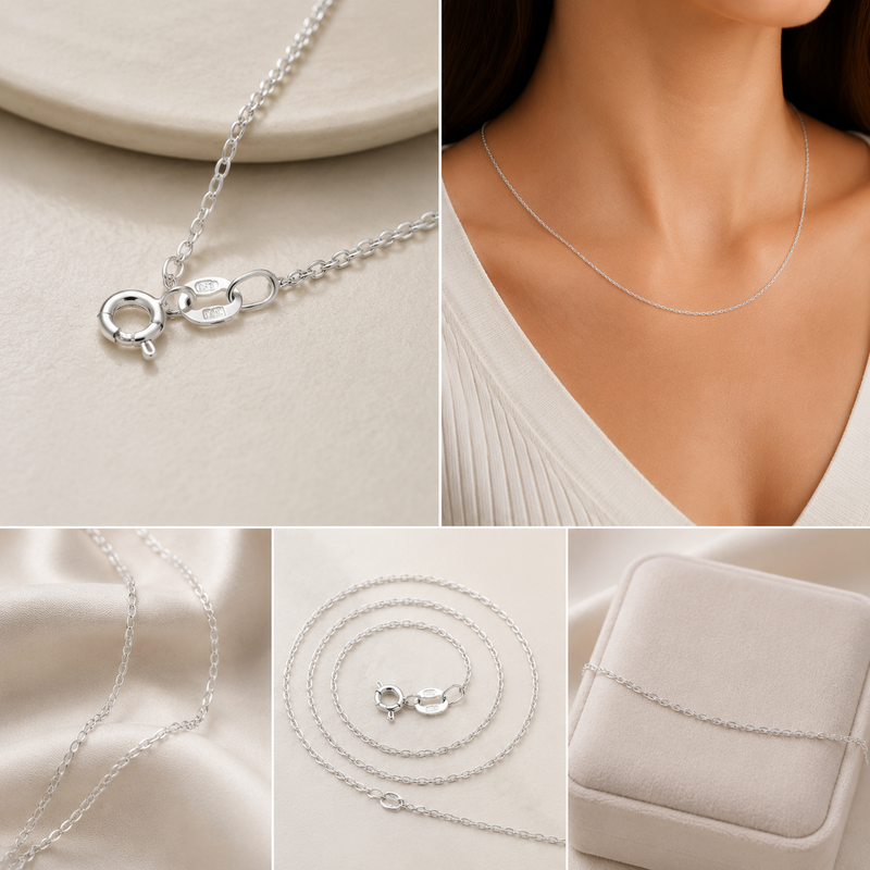 Sterling Silver Italian Cable Chain Necklace