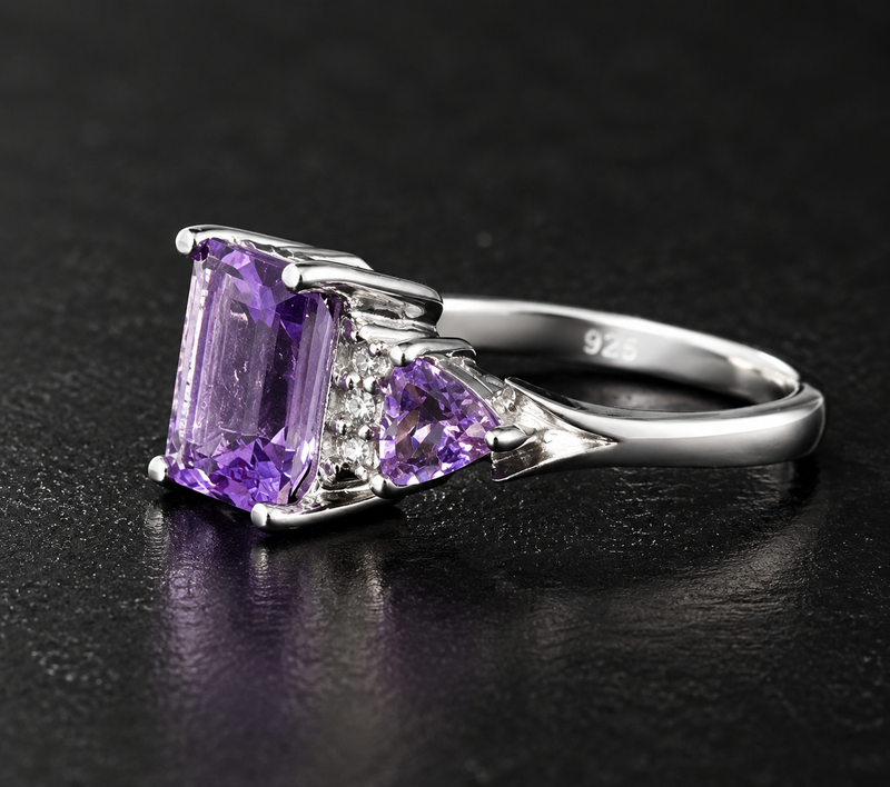 Sterling Silver Amethyst Ring – Size 6¼
