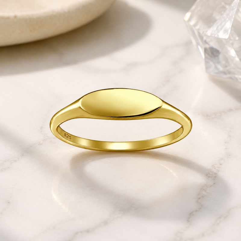 Oval Signet Gold Plated Ring
