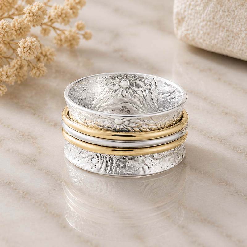 Sterling Silver Textured Spin Ring