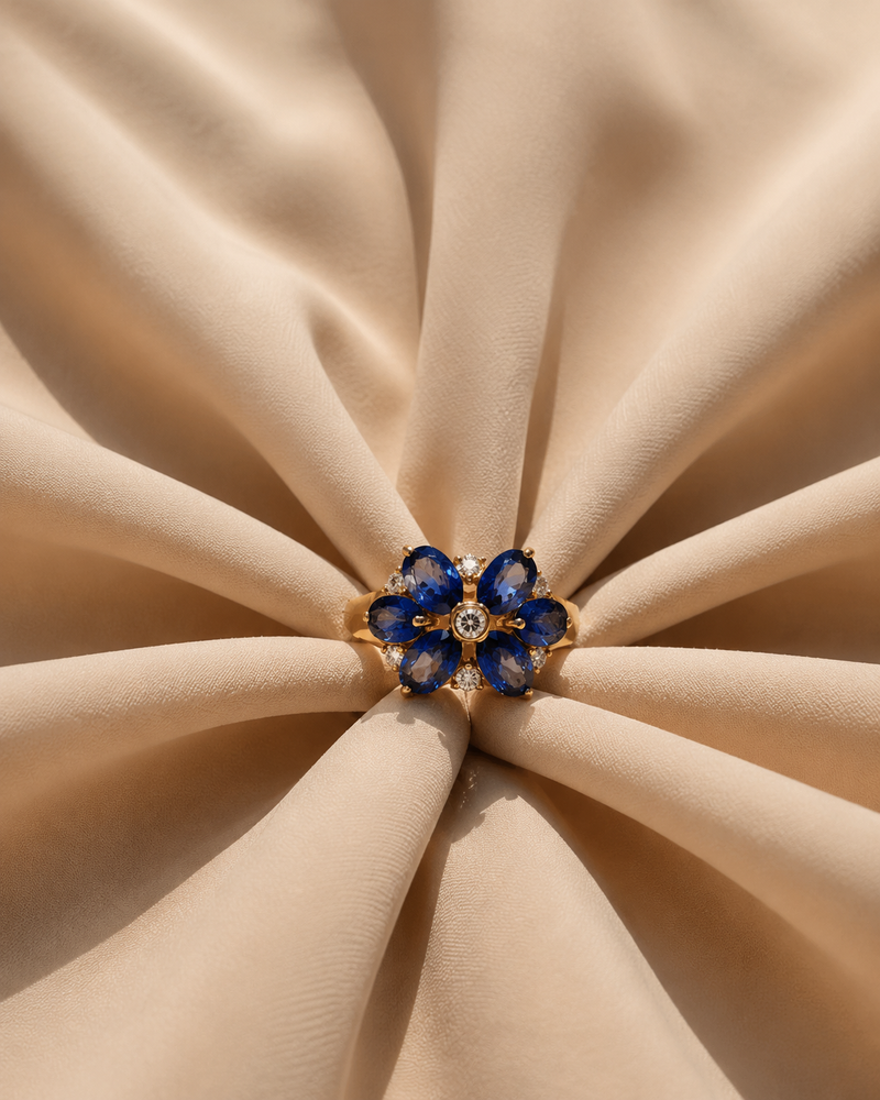 Sapphire Bloom Ring – 18K Gold