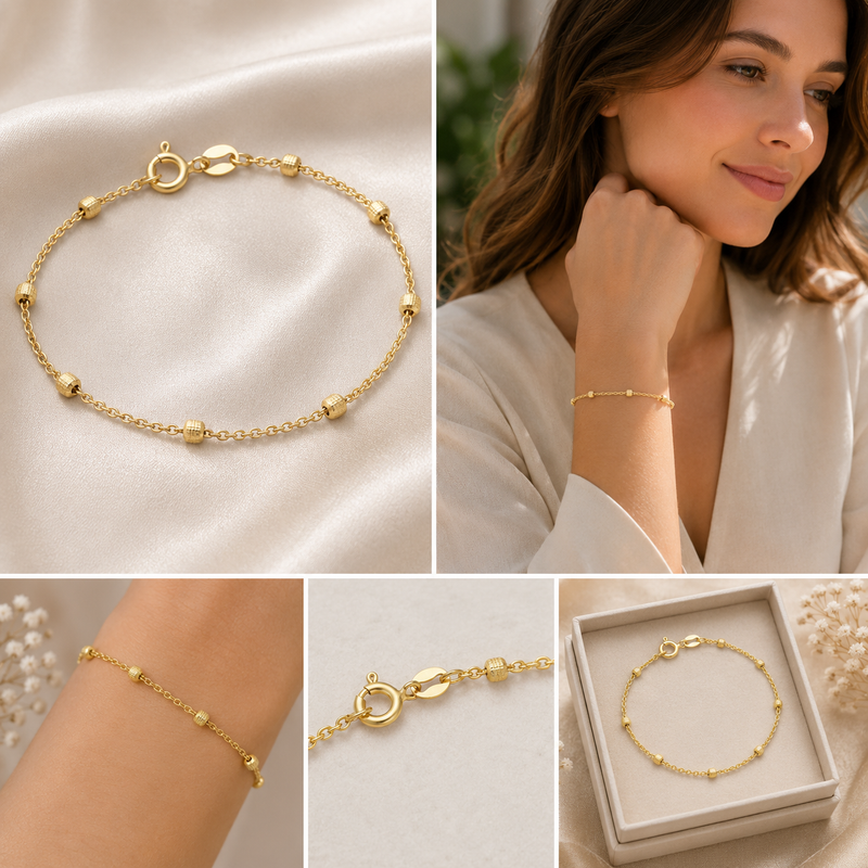 Sterling Silver Beaded Box Bracelet