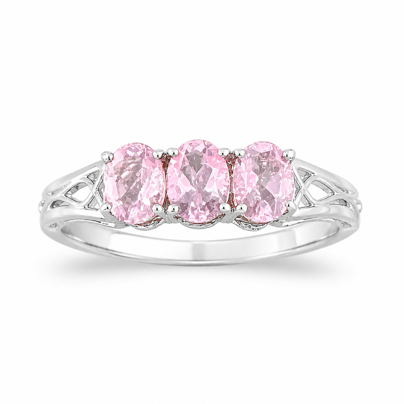 SS 3-Stone Amethyst Ring