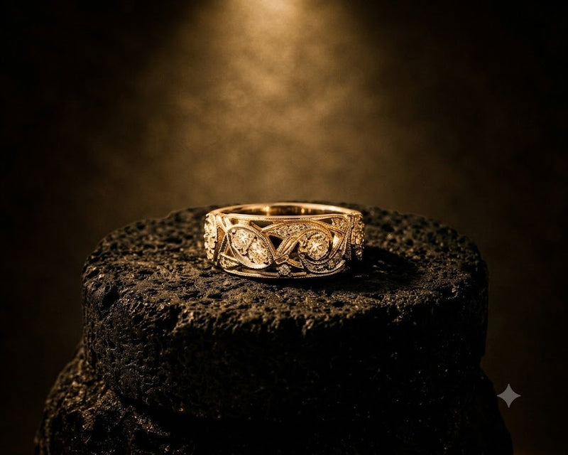 14K Gold 1940s Eternity Diamond Band
