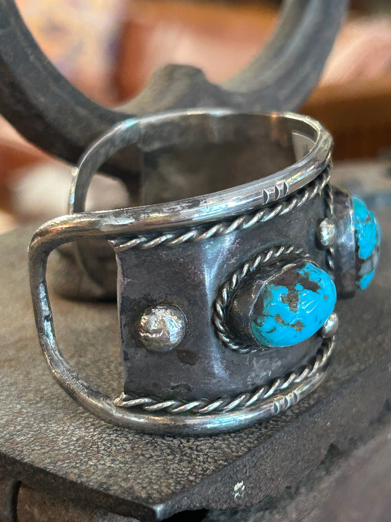 Vintage Navajo Sterling Silver and turquoise cuff