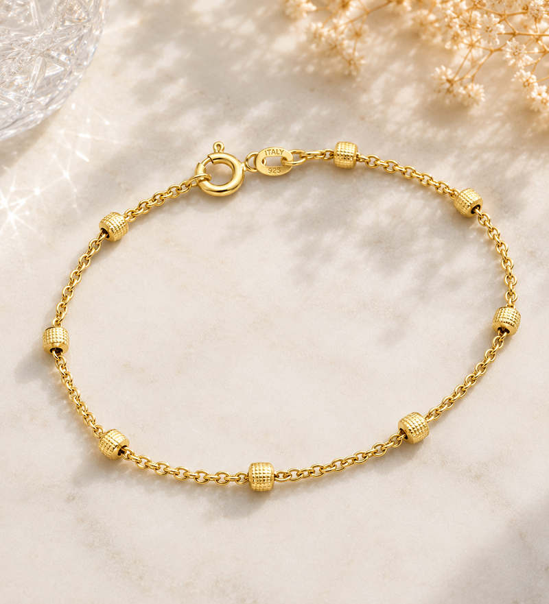 Sterling Silver Beaded Box Bracelet