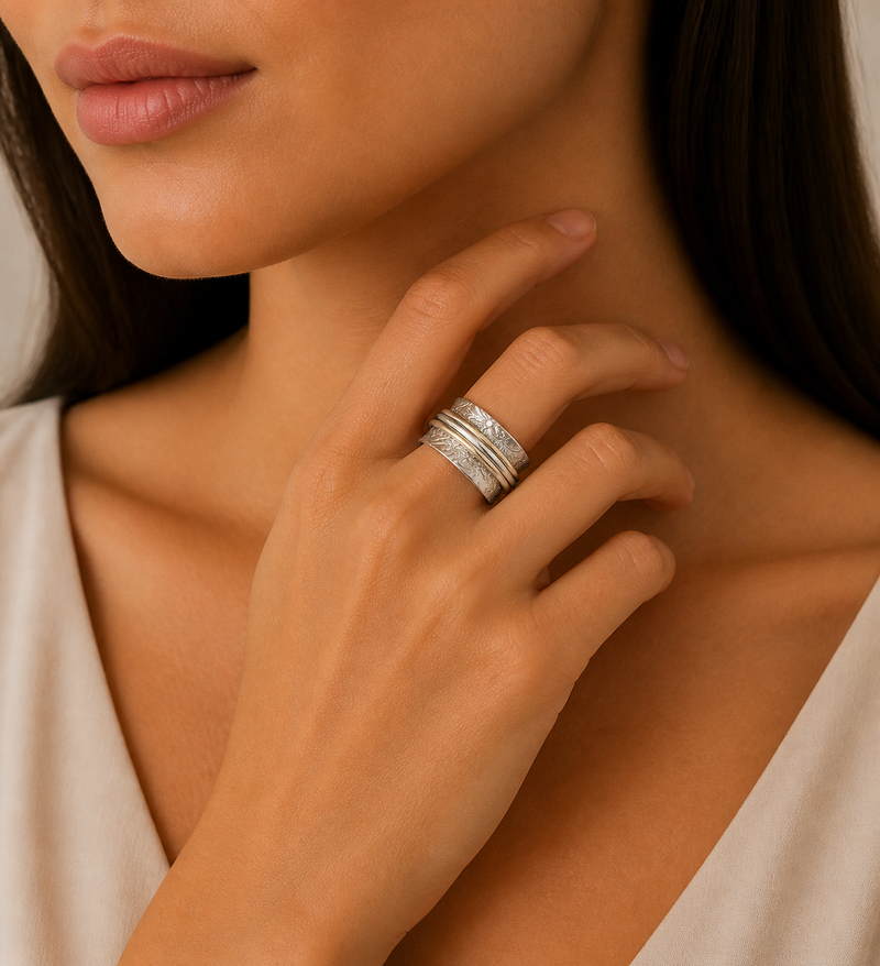 Sterling Silver and Brass Spin Ring