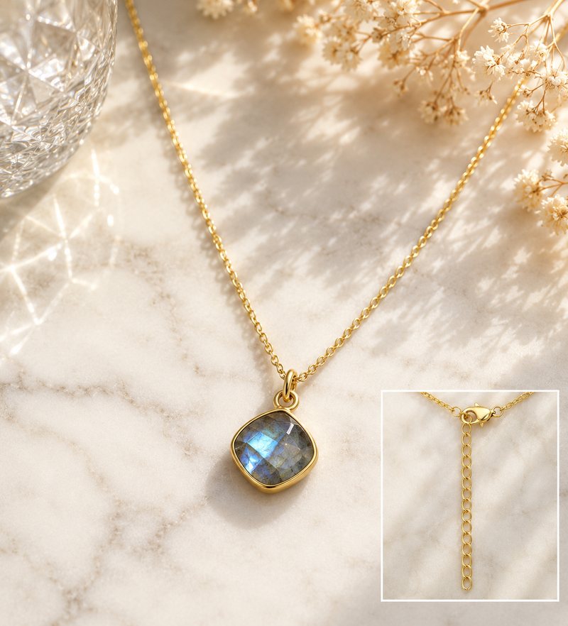 Sterling Silver Labradorite Pendant Necklace 16”