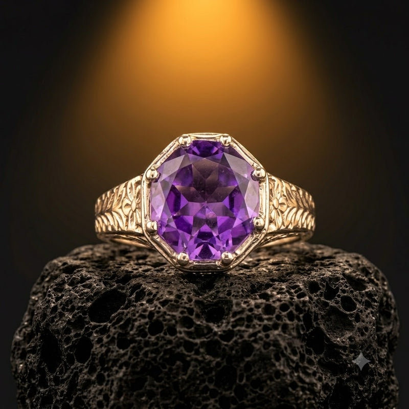 Sterling Silver Filigree Amethyst Ring