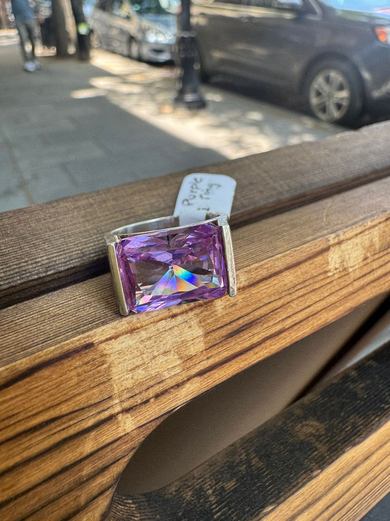 SS Purple Rectangle Ring